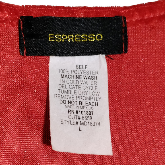 Espresso Womens Red Velour Dress Size Large Sleeveless V-Neck Mermaid Valentines - Picture 7 of 12